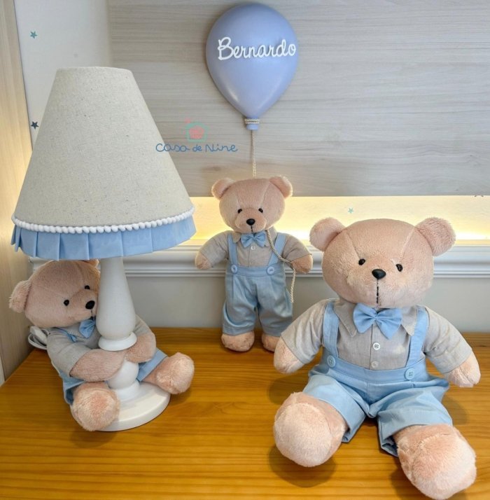 Abajur Urso Davi - Azul Bebê - Imagem 3