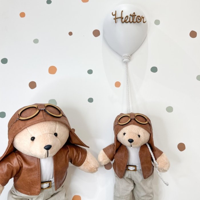 Urso Aviador Com Balão - Branco - Imagem 4