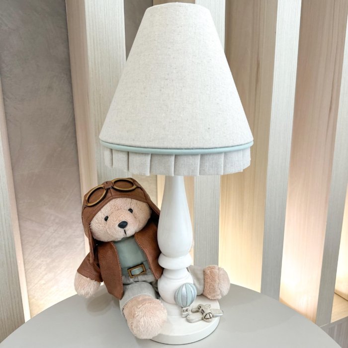 Abajur Urso Aviador Sonhe Alto - Verde Malva